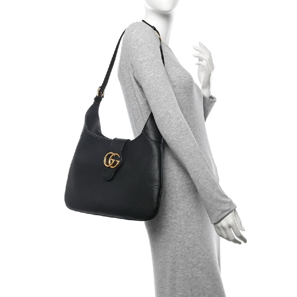 Gucci Aphrodite Medium Shoulder Bag – Black Goatskin Leather - Picture 9 of 16